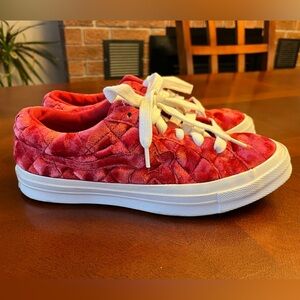 Converse Golf Le Fleur x One Star women 7.5/men 5.5 quilted velvet red sneakers